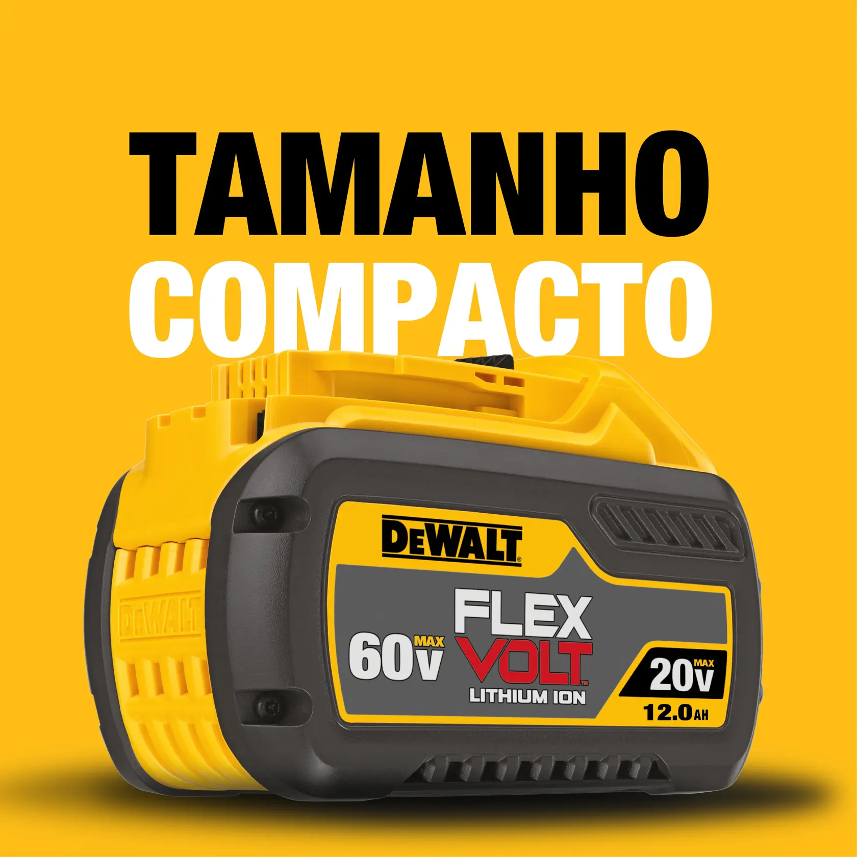 Logotipo DEWALT FLEXVOLT com DEWALT em letras amarelas e negrito e FLEXVOLT em letras brancas e vermelhas sobre um fundo preto.