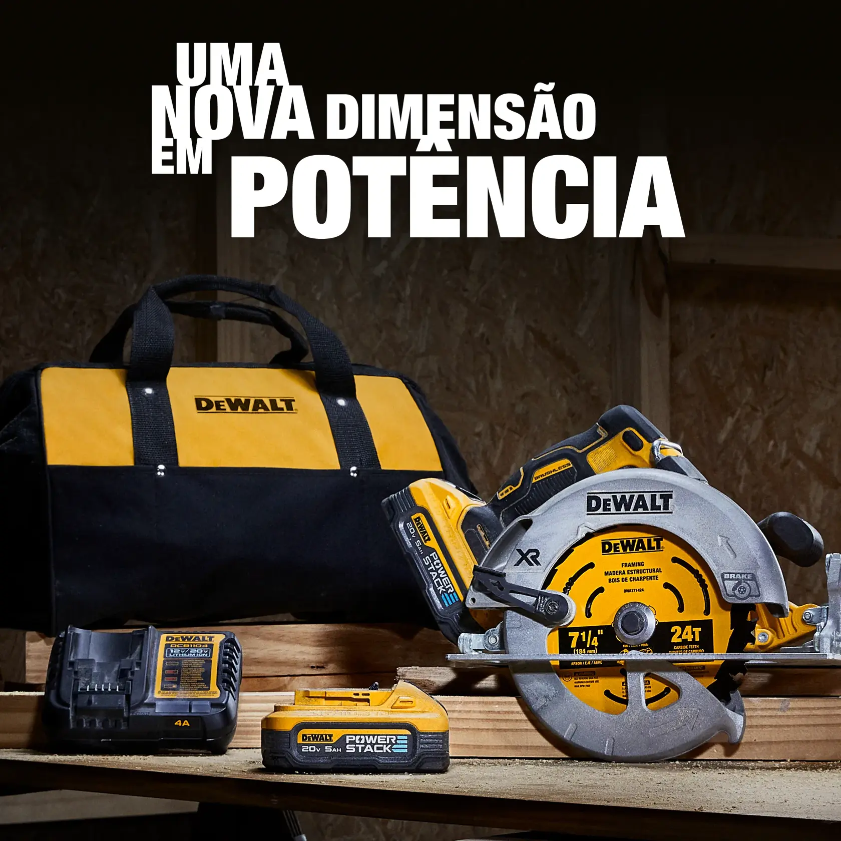 Serra Circular 7-1/4"(184MM) 20V MAX* Li-Ion Brushless 2 Baterias 5AH POWER STACK (DCBP520)