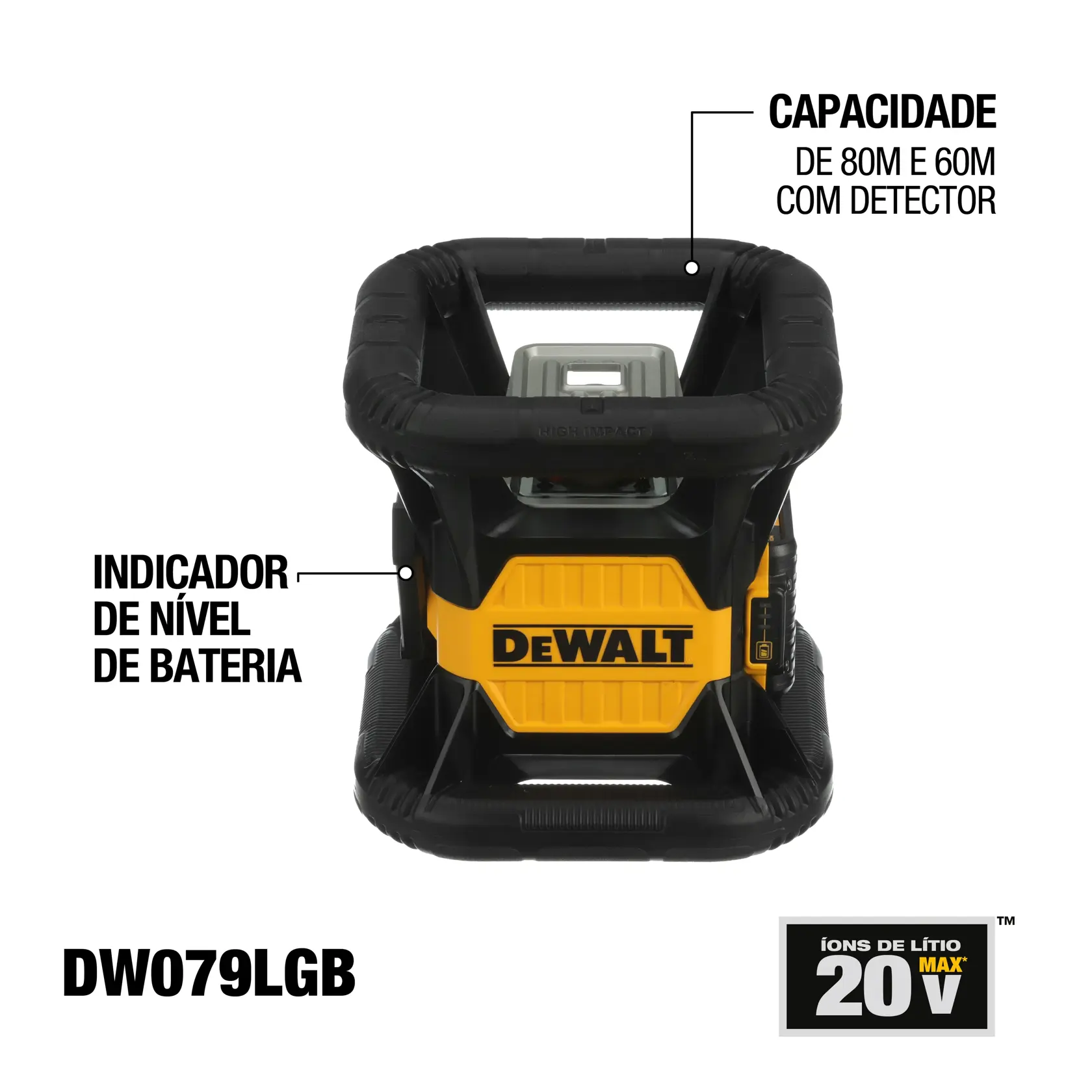 Nível laser rotativo 20v 600m sem bateria e carregador