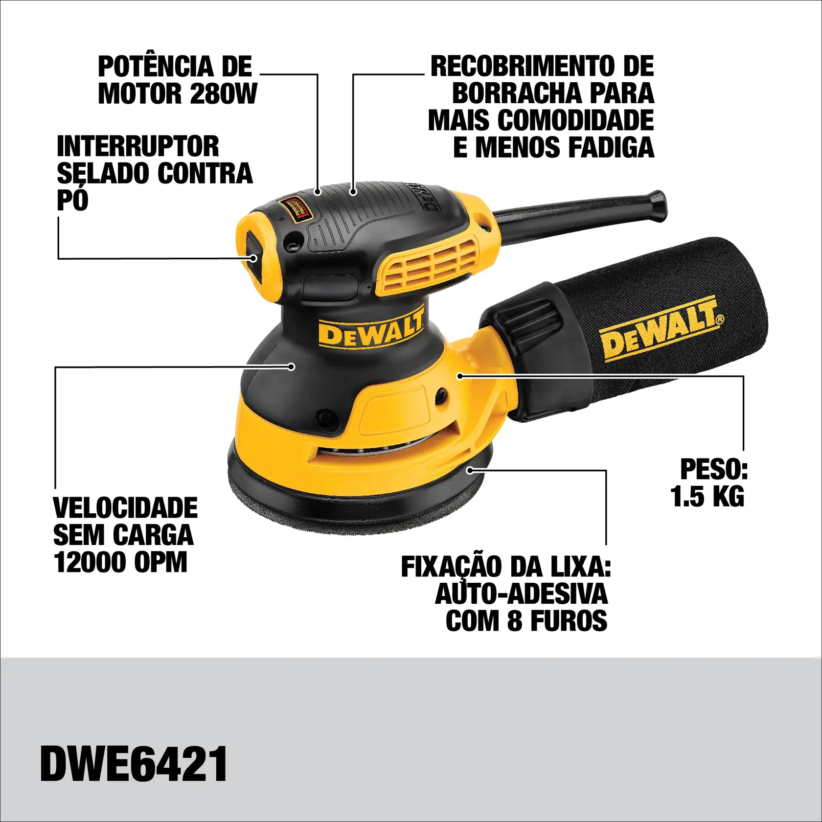 Lixadeira Roto Orbital de 5" (125mm) 280W (127V)