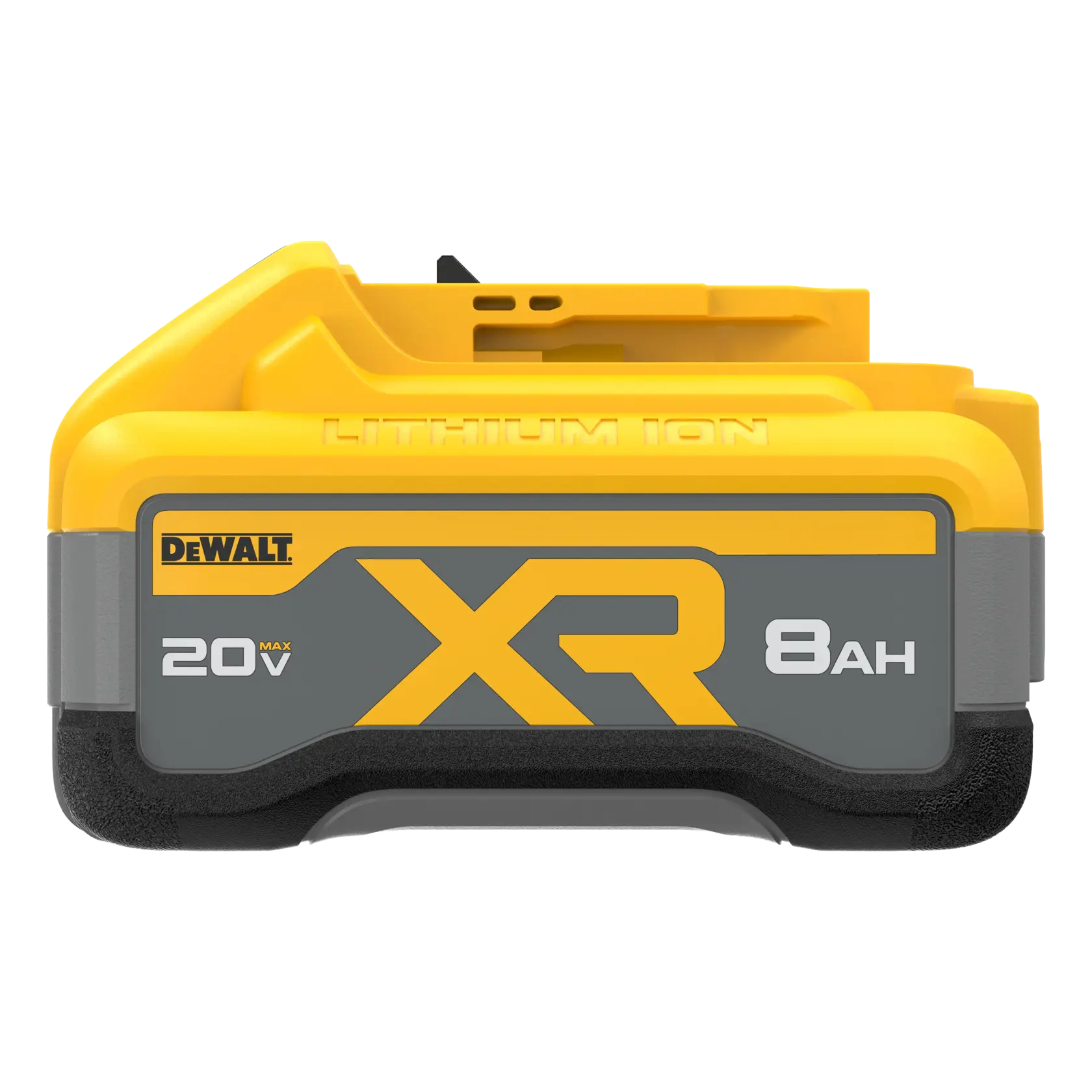 Bateria DEWALT XR de íon de lítio 20V, 8Ah, amarela e cinza, para ferramentas elétricas.