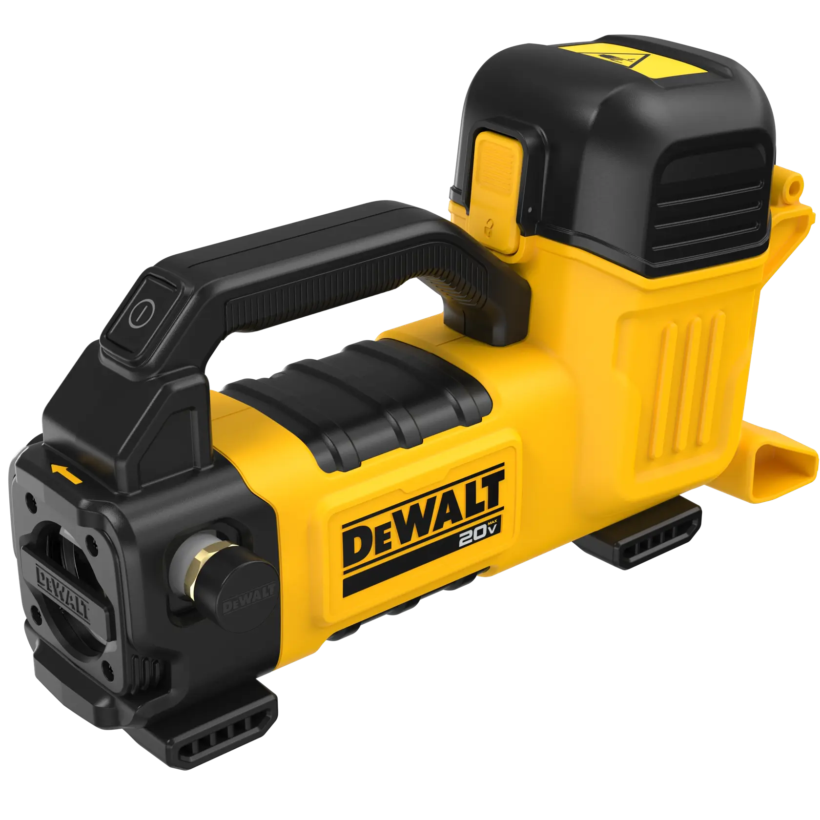 Uma mão com luva segurando um impulsor em frente a uma ferramenta DEWALT, mostrando a facilidade de remover ou substituir o impulsor. O texto abaixo diz: 'Remova ou substitua o impulsor com facilidade.'