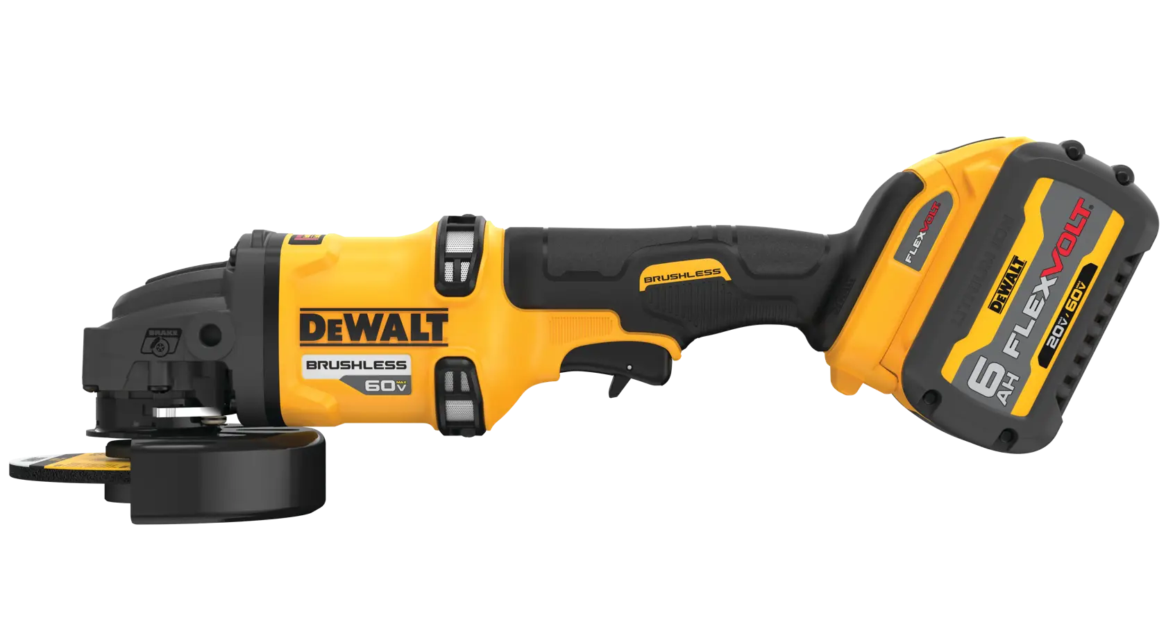Kit Esmerilhadeira Angular 4-1/2'' - 6'' (115-150 mm) M14 - BRUSHLESS 60V MAX* FLEXVOLT Ion de Litio com Carregador, 2 Baterias de 6Ah e Bolsa para transporte (127v)