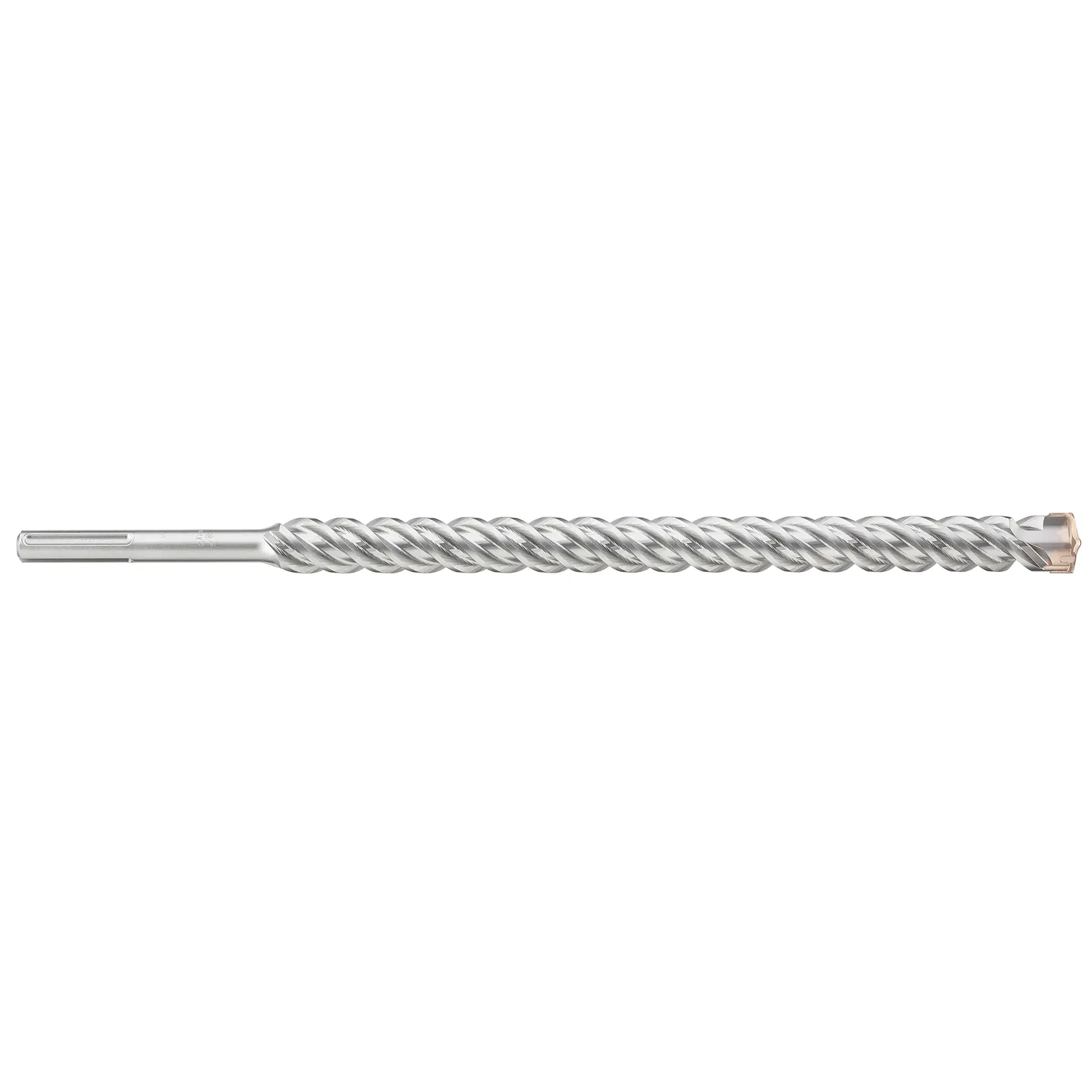 Broca longa e metálica DEWALT para martelete rotativo, com design espiralado e encaixe SDS-Max, indicada para perfuração de alvenaria ou concreto.