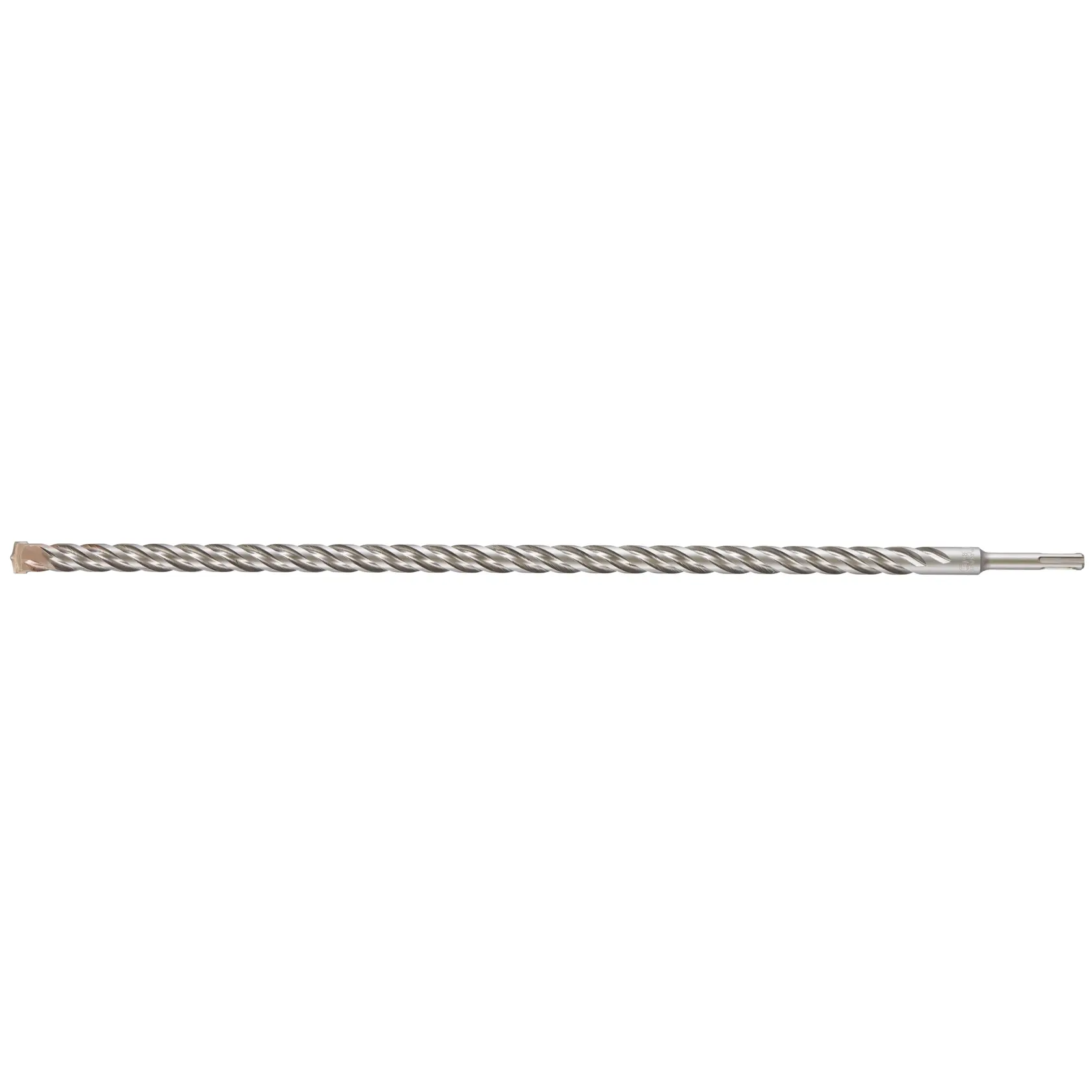 Broca longa e espiral DEWALT para alvenaria ou concreto. Cor prata, item único em fundo branco.