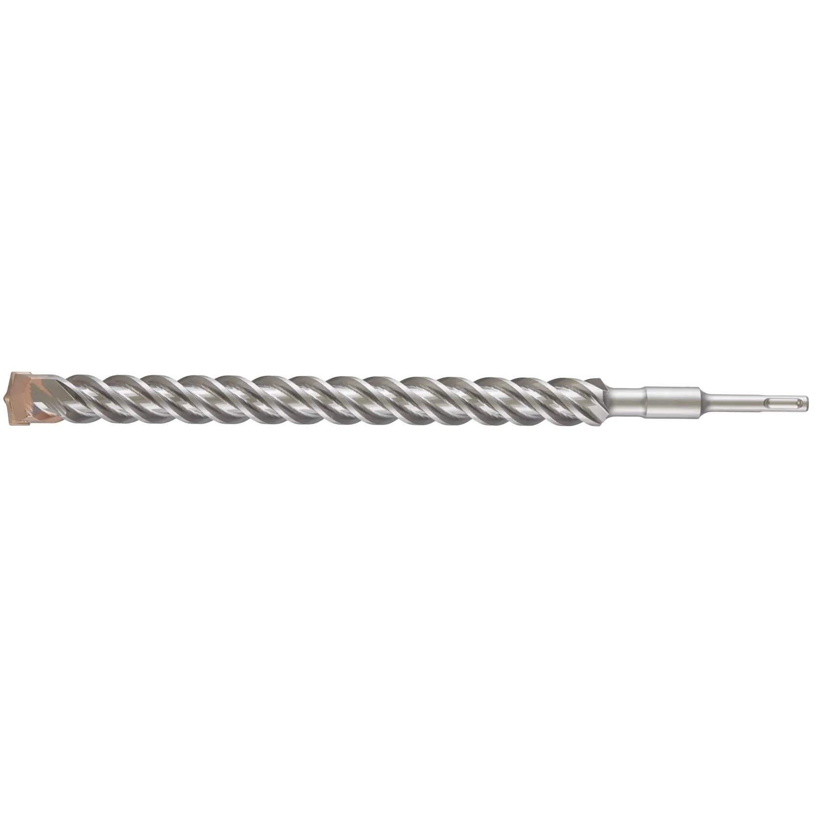 Broca de martelete rotativo SDS Max DEWALT DT9619 com design de hélice espiral, usada para perfurações pesadas em concreto e alvenaria.