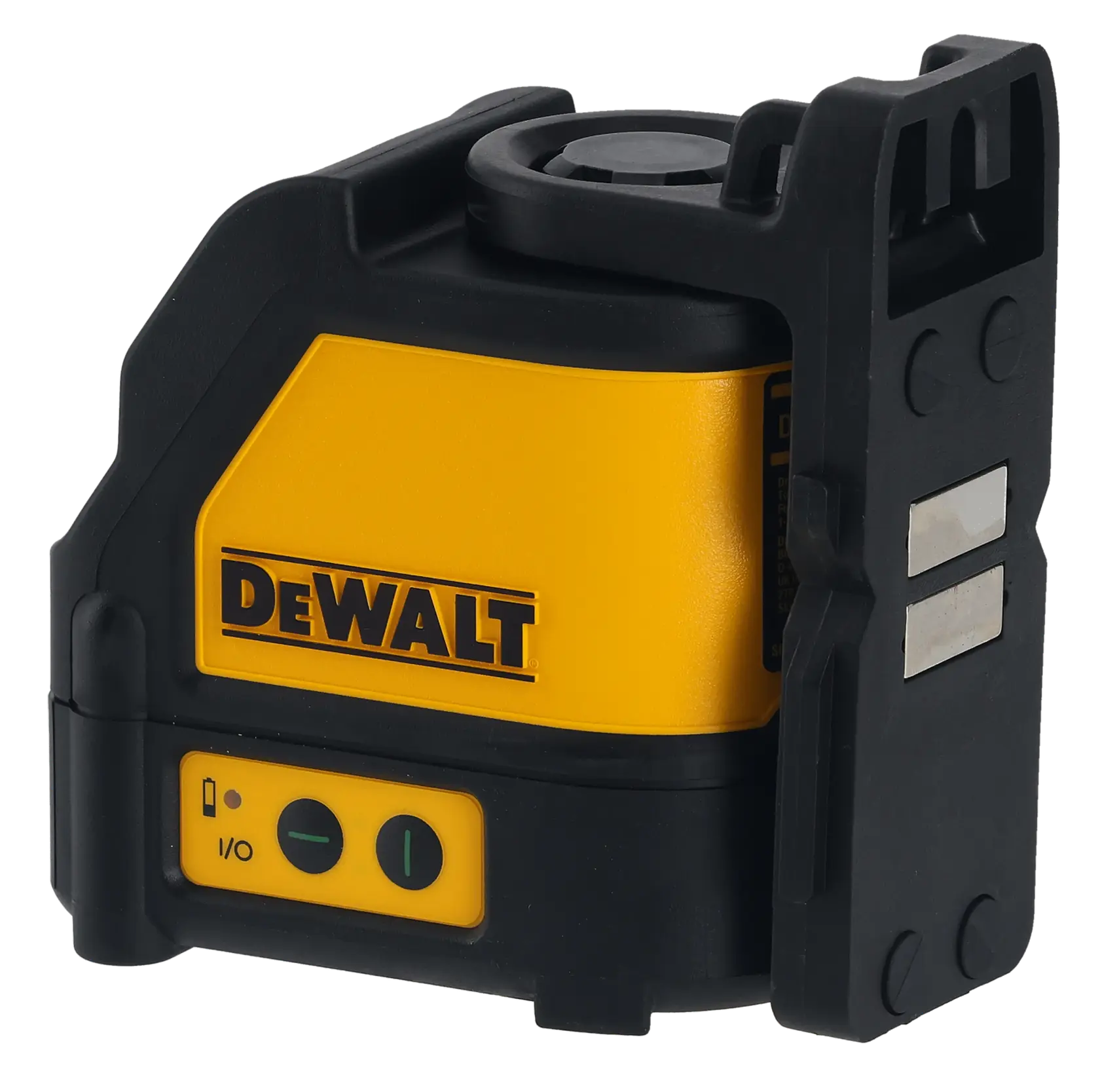 Foto do nível a laser DEWALT DW088CG, amarelo e preto, ângulo frontal, categoria fotografia.