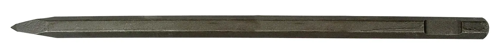 Talhadeira de metal com ponta fina para demolição ou perfuração, exibida sobre fundo branco.