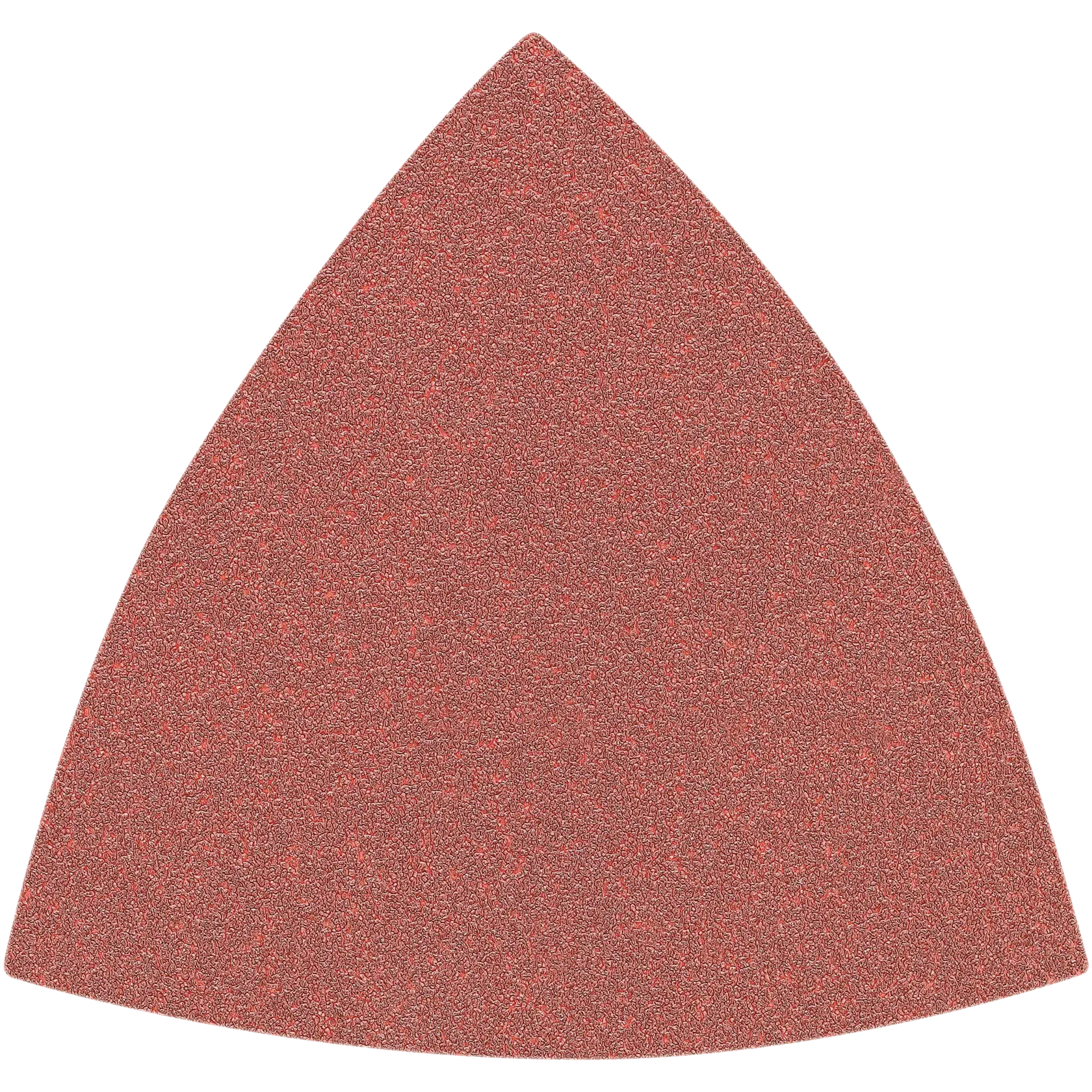 Uma folha de lixa vermelha em formato triangular projetada para uso com ferramentas elétricas.