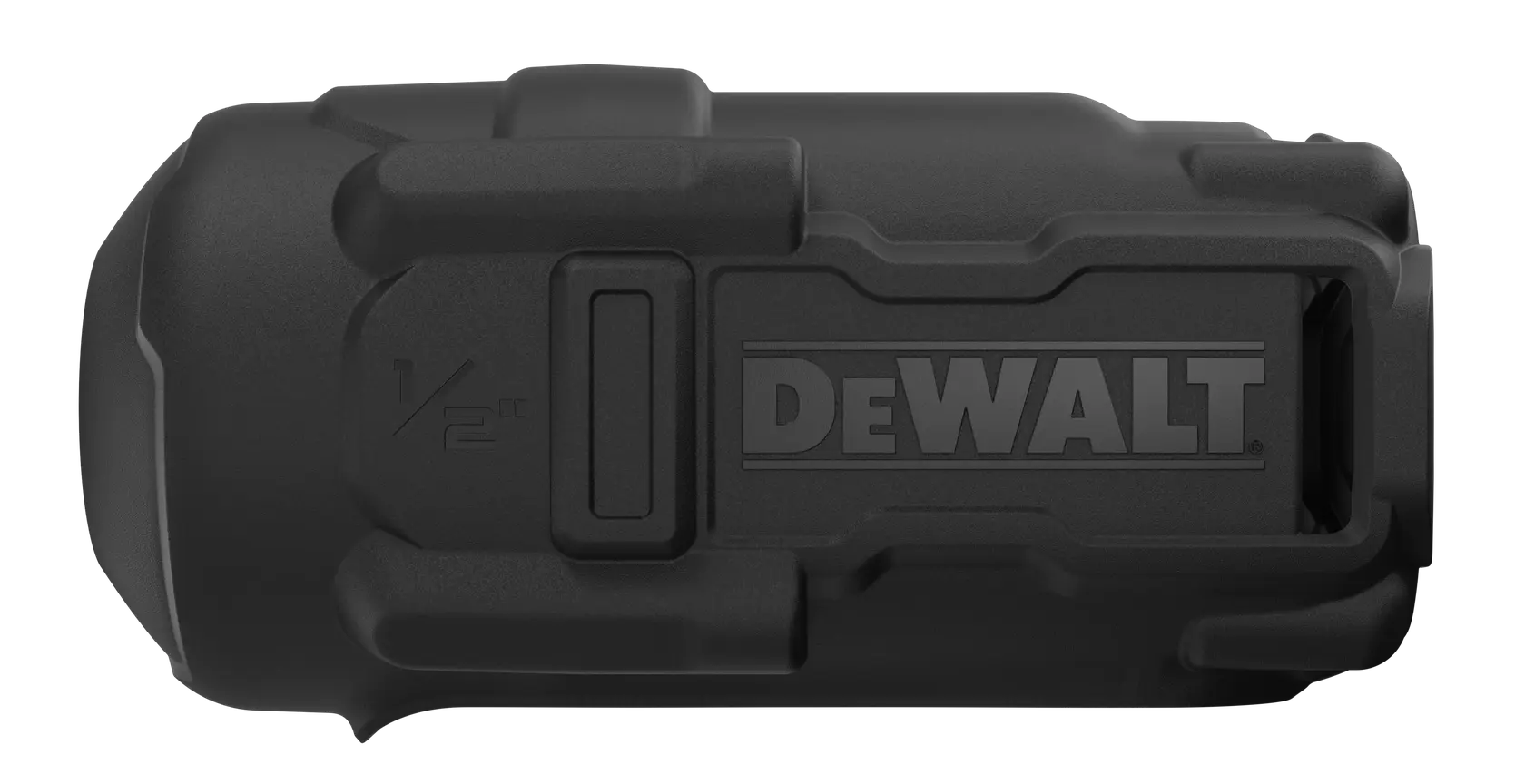 Case protetor preto DEWALT para acessórios de fotografia, design robusto e logo lateral.